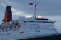 Photograph of the QE2 sailing up Southampton Water on 11 November 2008