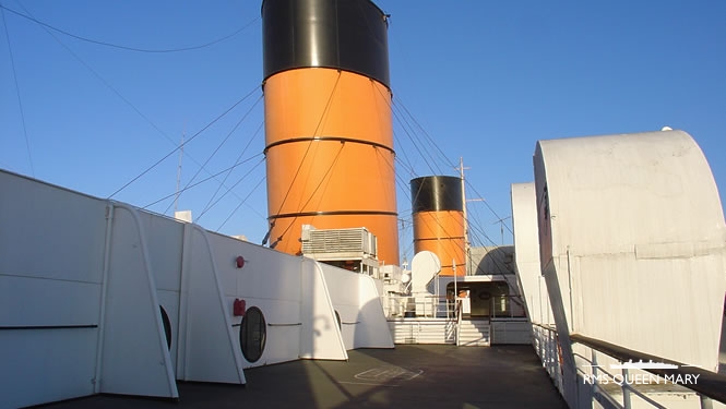 Deck space besides the second funnel